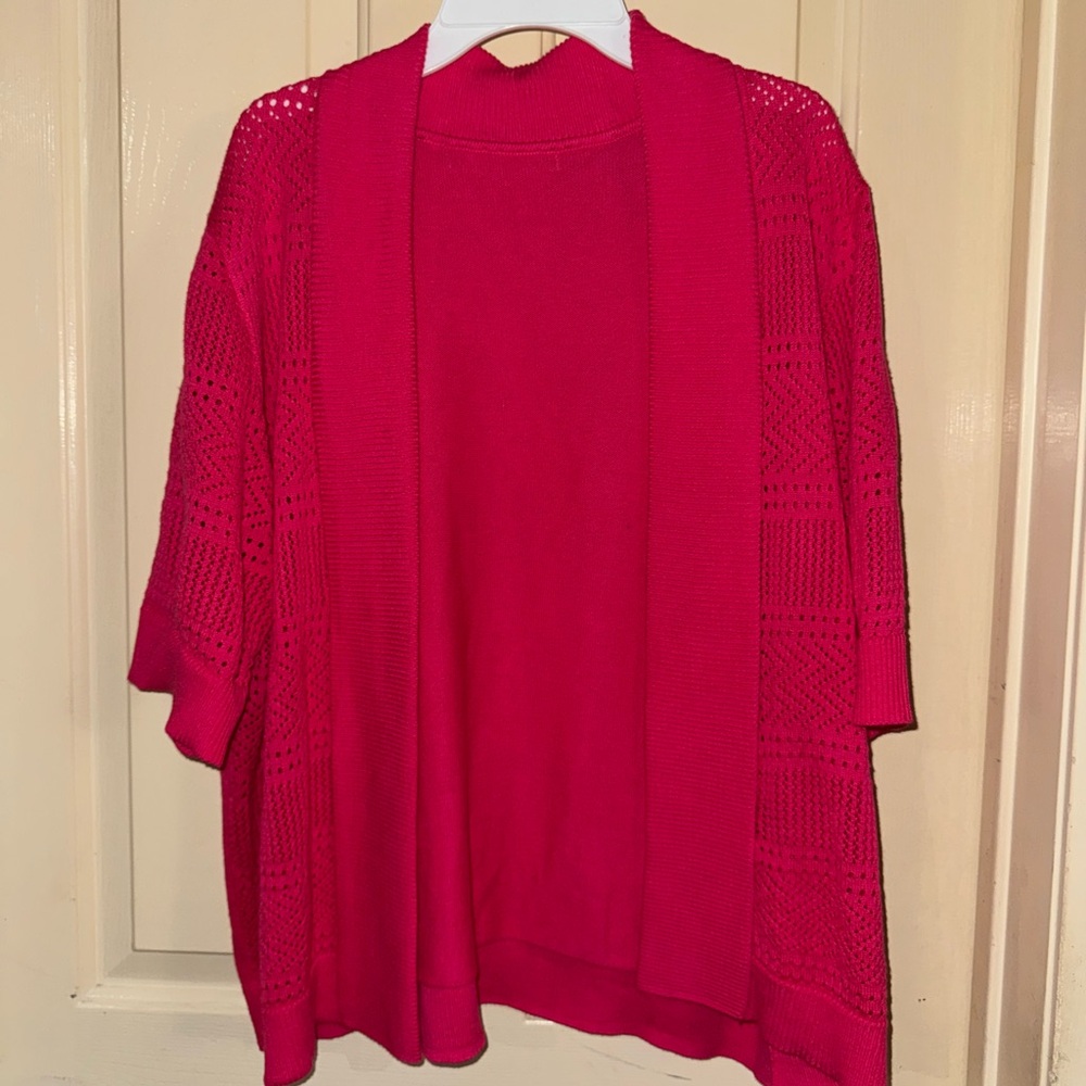Hot pink shortsleeve cardigan